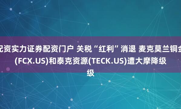 配资实力证券配资门户 关税“红利”消退 麦克莫兰铜金(FCX.US)和泰克资源(TECK.US)遭大摩降级
